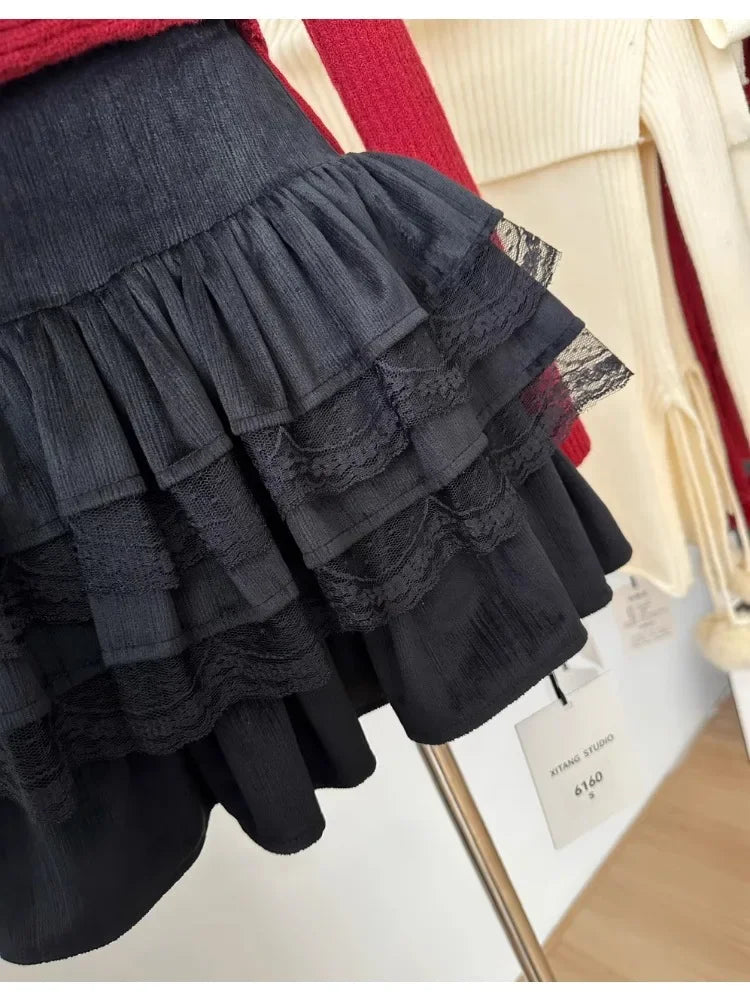 ITGIRLSOCIETY Slash Neck Bow Sweater & Mini Skirt Set