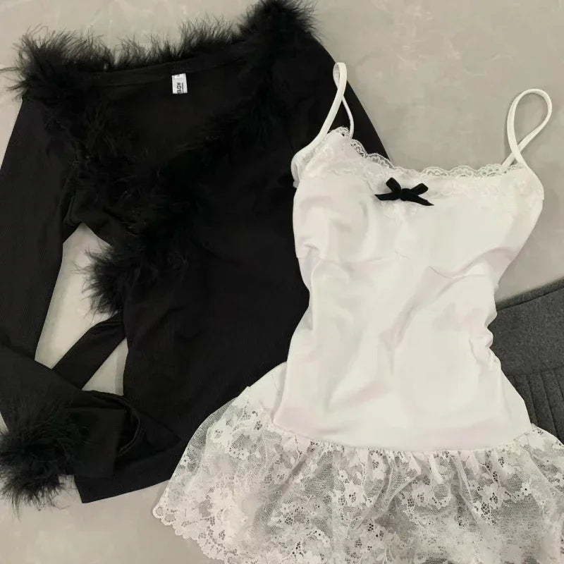 ITGIRLSOCIETY Pleated Mini Skirt 3-Piece Set