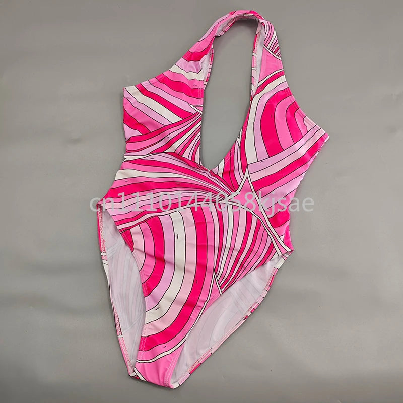 Luxury Design Women's Pink Scarf Swimsuits with Letter Signature Logo Classic Brand Headband Bikini Sets Beachwear