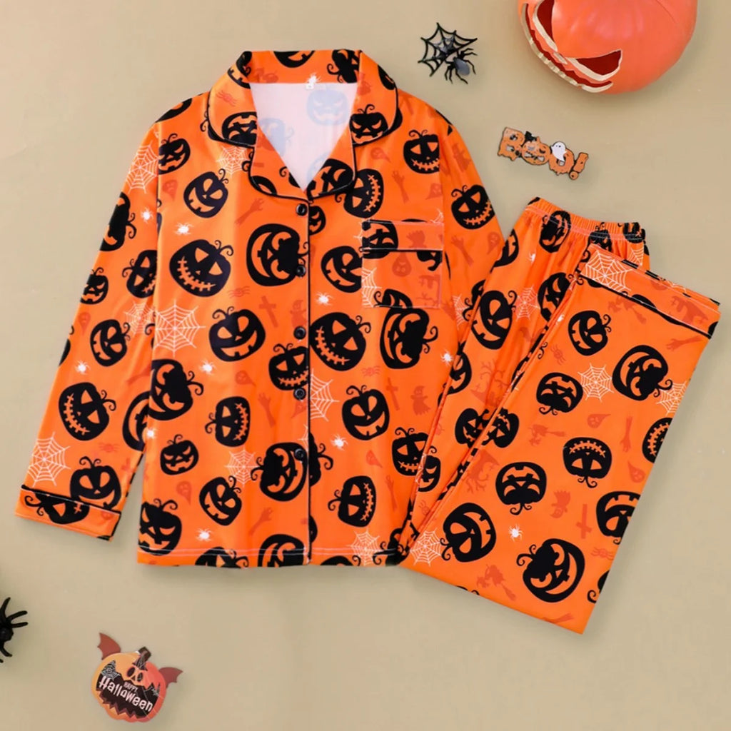 ITGIRLSOCIETY Halloween Print Long Sleeve Pajama Set