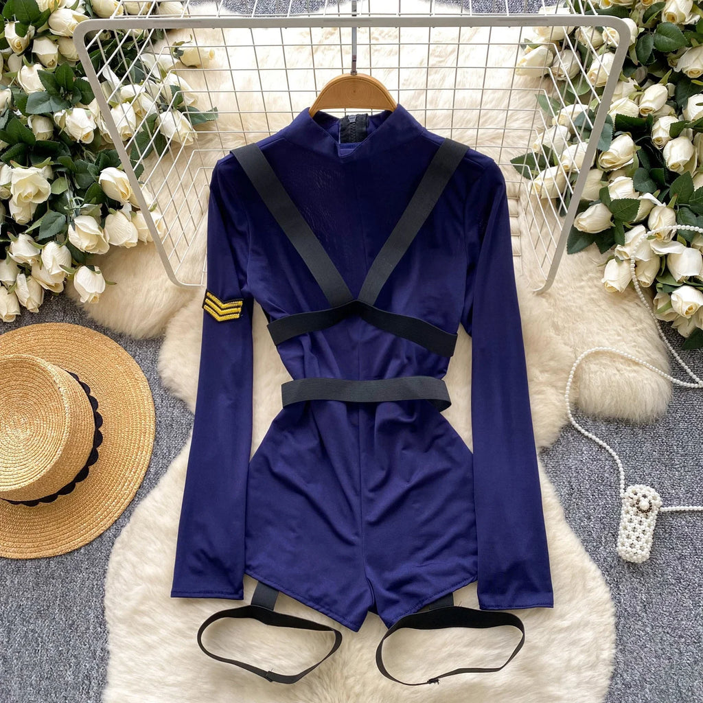 ITGIRLSOCIETY Sexy Police Uniform Long Sleeve Jumpsuit