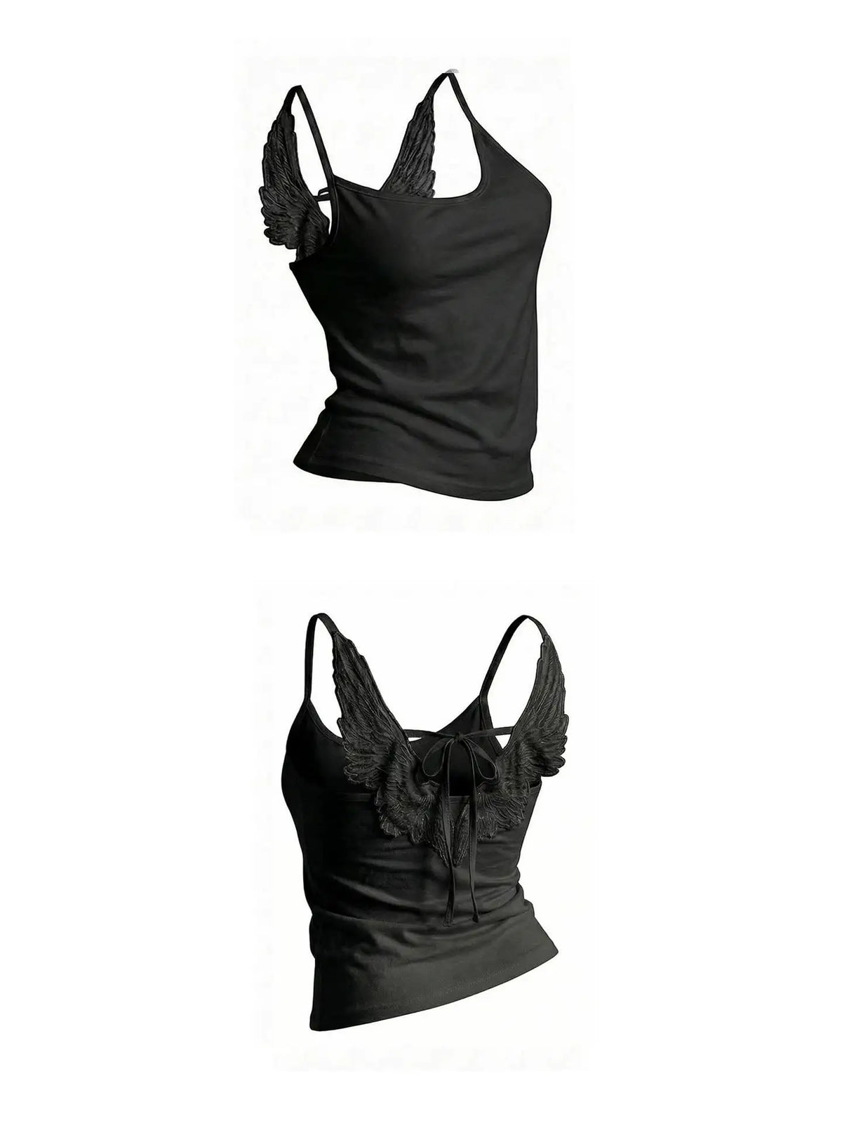 ITGIRLSOCIETY Y2K Angel Wings Embroidered Denim Vest & Low-Waist Shorts Set