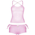 Women 2 Piece Short Sets Summer Chic Criss Cross Backless Camisole Tops and Bandage Cutout Shorts Outfits Club Streetwear Trendy