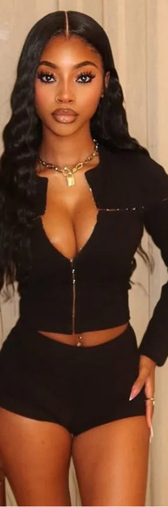 ITGIRLSOCIETY Y2K Hook Clasp Hollow Crop Top & Hot Pants Set