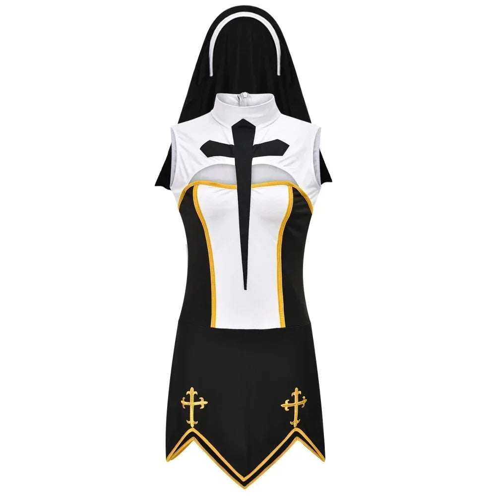 ITGIRLSOCIETY Sexy Nun Halloween Cosplay Costume Set