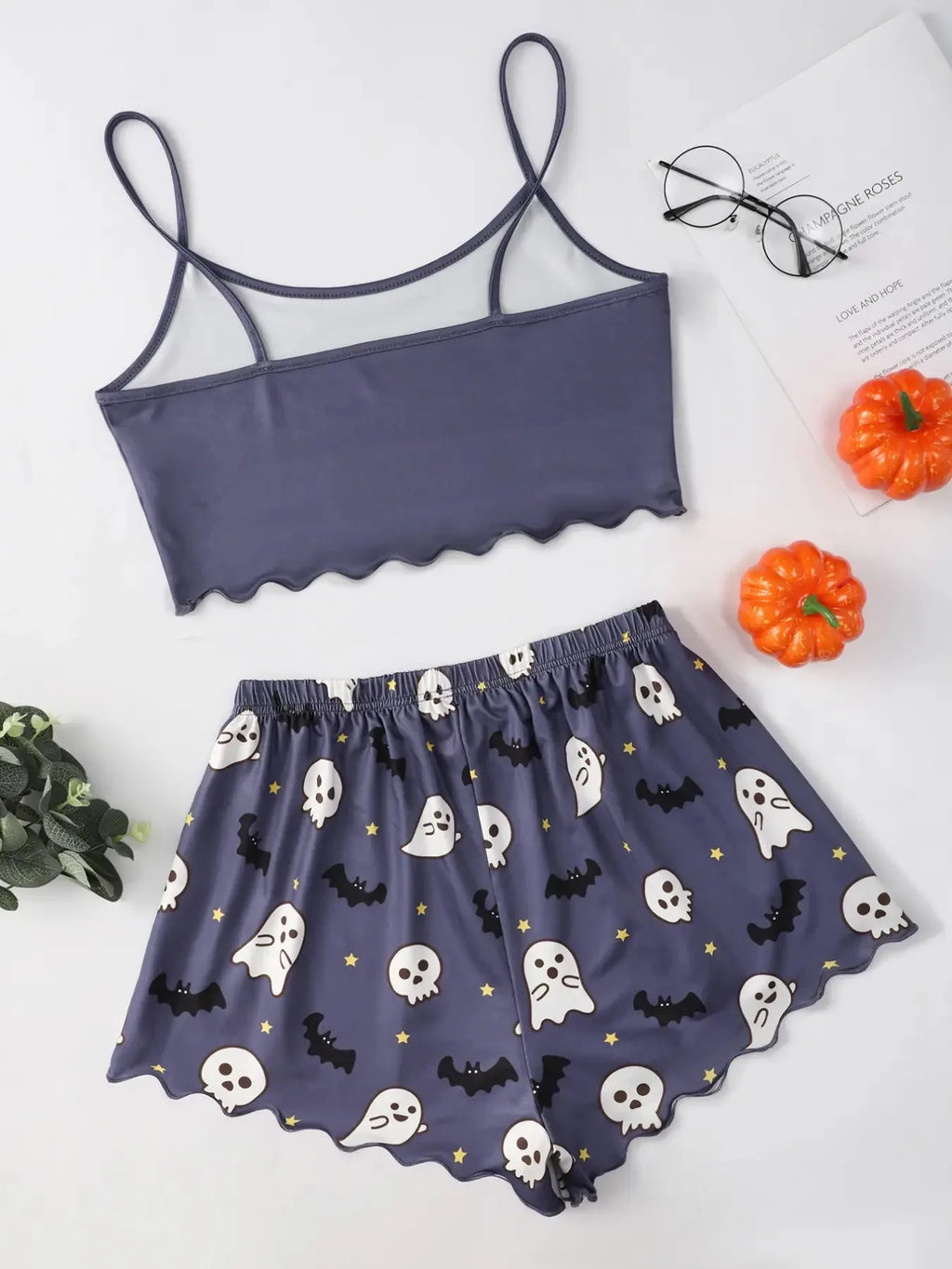 ITGIRLSOCIETY Halloween Pumpkin Print Pajama Set