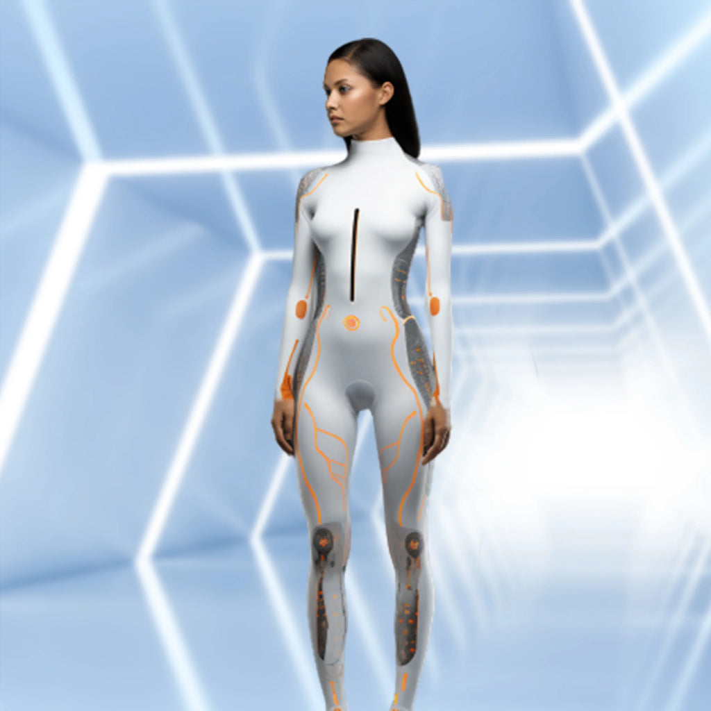 ITGIRLSOCIETY Mechanical Robot Print Halloween Bodysuit