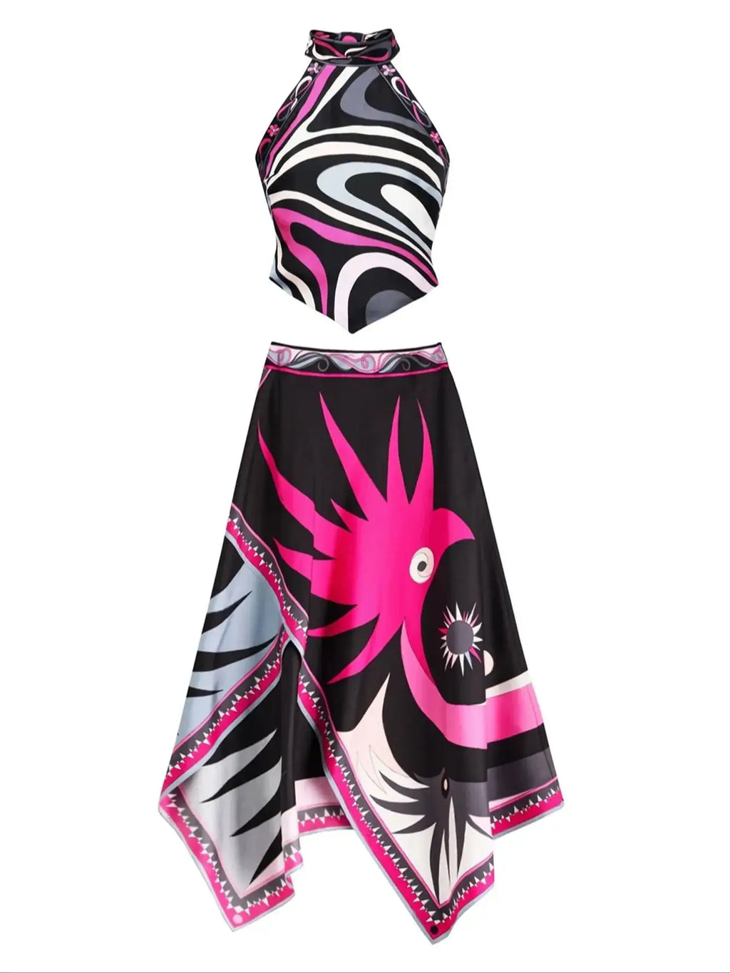 ITGIRLSOCIETY Halter Beach Bra & Long Skirt Set