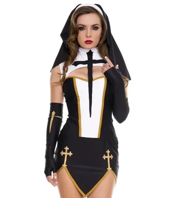 ITGIRLSOCIETY Sexy Nun Halloween Cosplay Costume Set