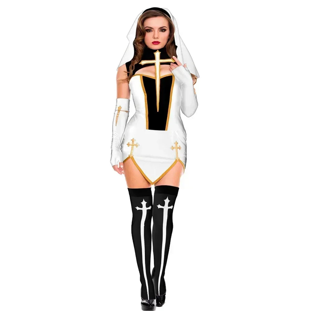 ITGIRLSOCIETY Sexy Nun Halloween Cosplay Costume Set