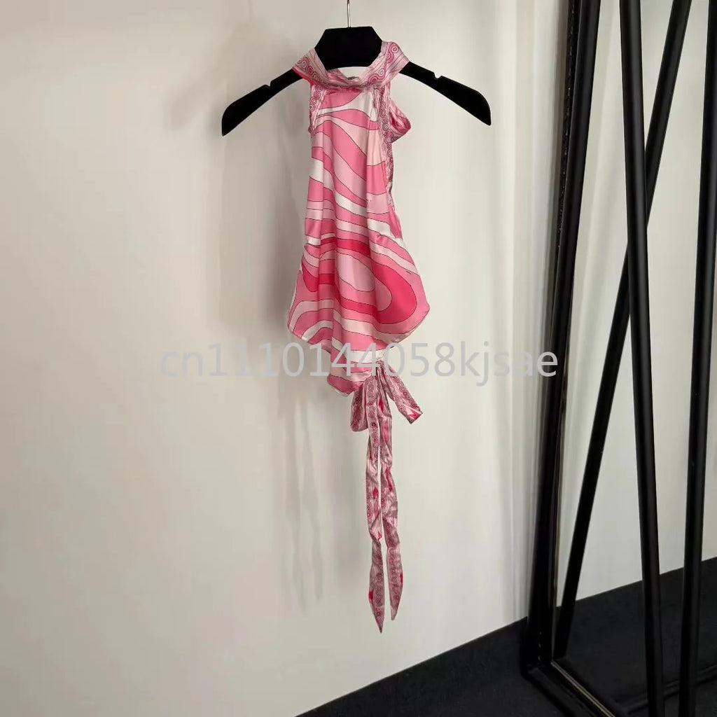 Luxury Design Women's Pink Scarf Swimsuits with Letter Signature Logo Classic Brand Headband Bikini Sets Beachwear