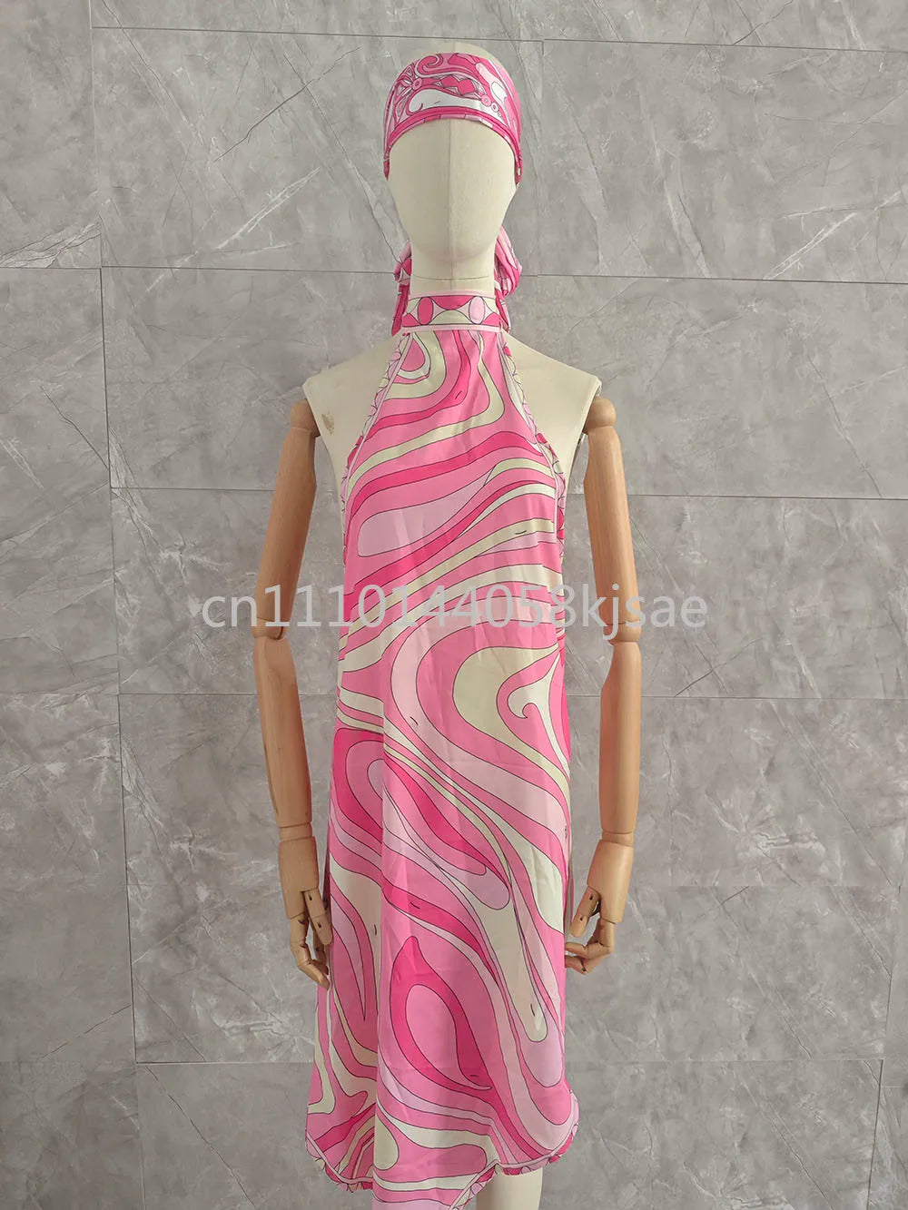 Luxury Design Women's Pink Scarf Swimsuits with Letter Signature Logo Classic Brand Headband Bikini Sets Beachwear