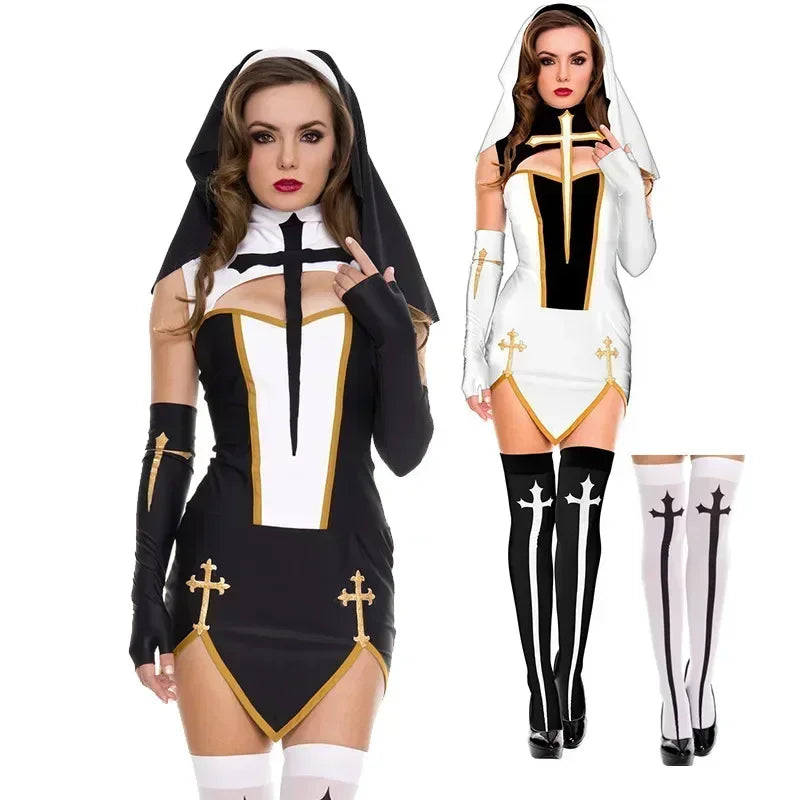 ITGIRLSOCIETY Sexy Nun Halloween Cosplay Costume Set