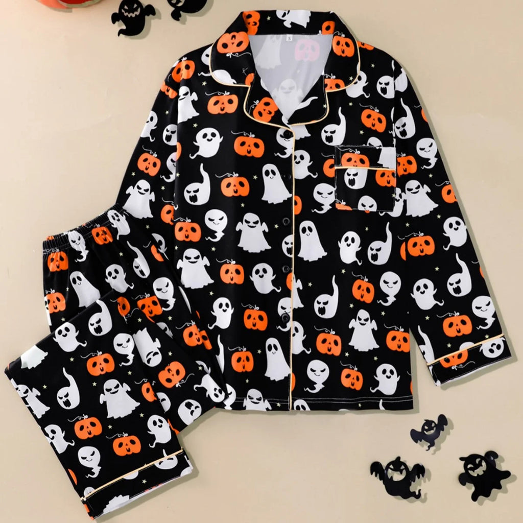 ITGIRLSOCIETY Halloween Print Long Sleeve Pajama Set