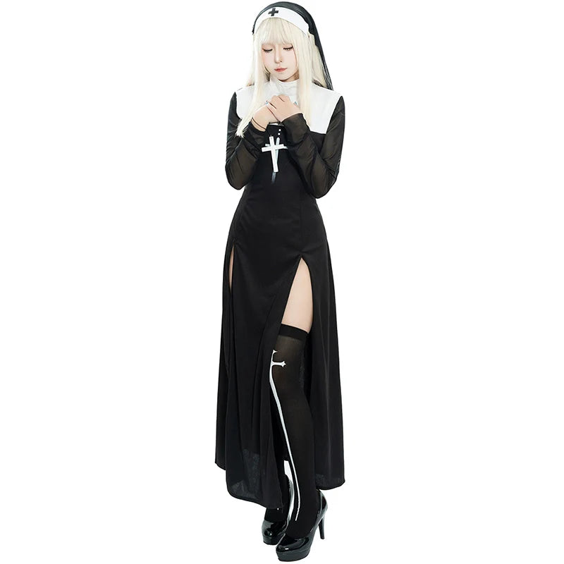 ITGIRLSOCIETY Cute Anime Nun Halloween Costume Set