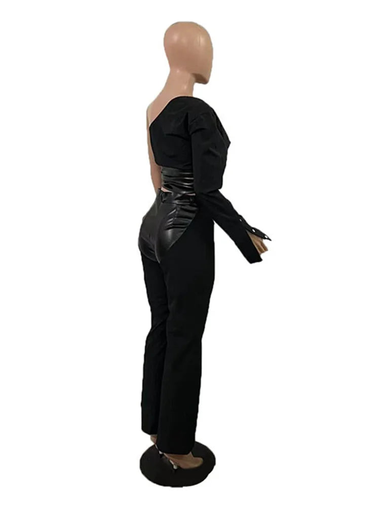 ITGIRLSOCIETY Black Bodycon Top & Pants Set