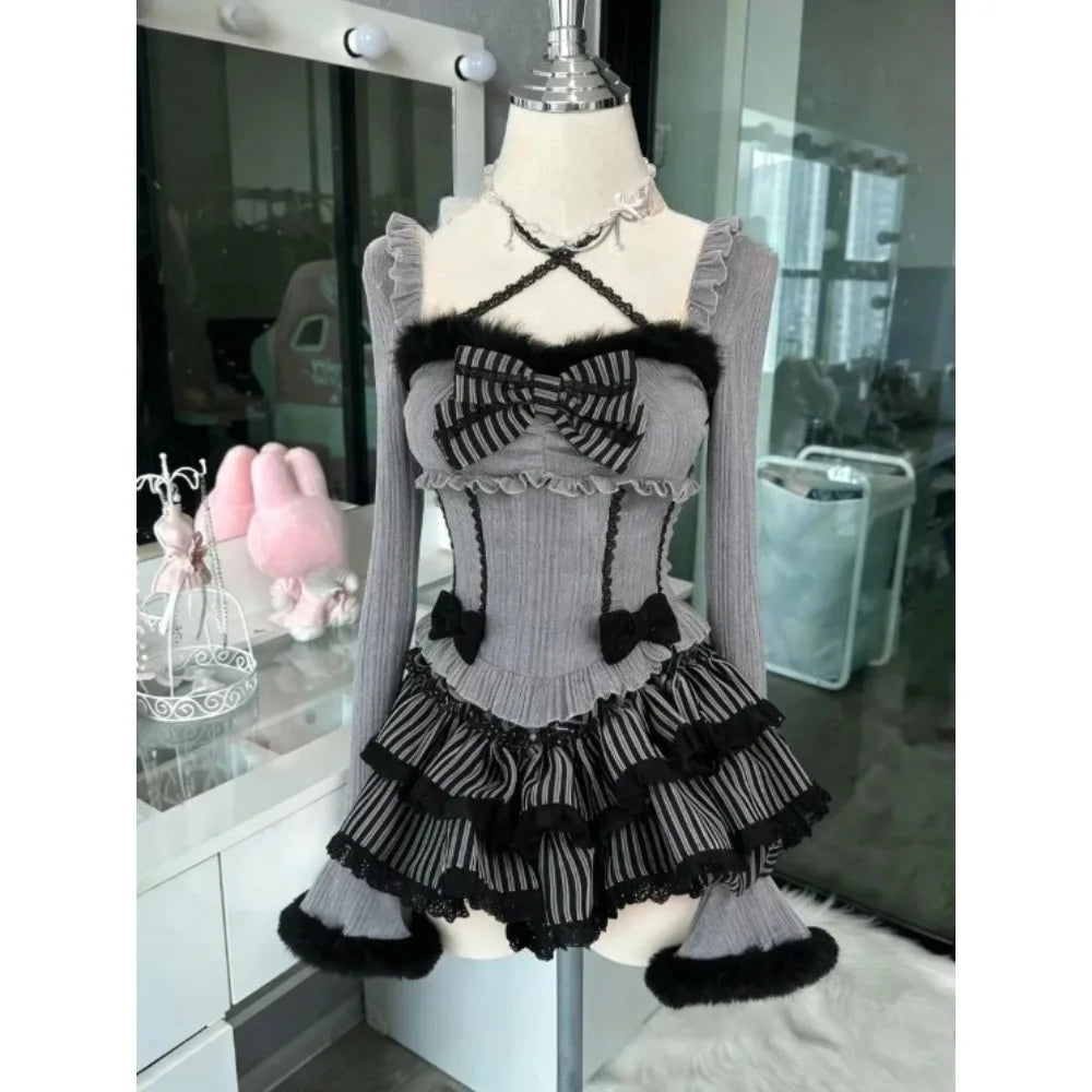 ITGIRLSOCIETY Pleated Mini Skirt 3-Piece Set
