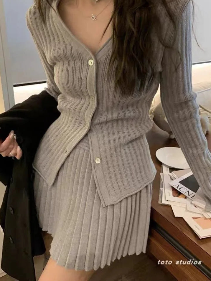 ITGIRLSOCIETY Knit Sweater & Mini Skirt Set