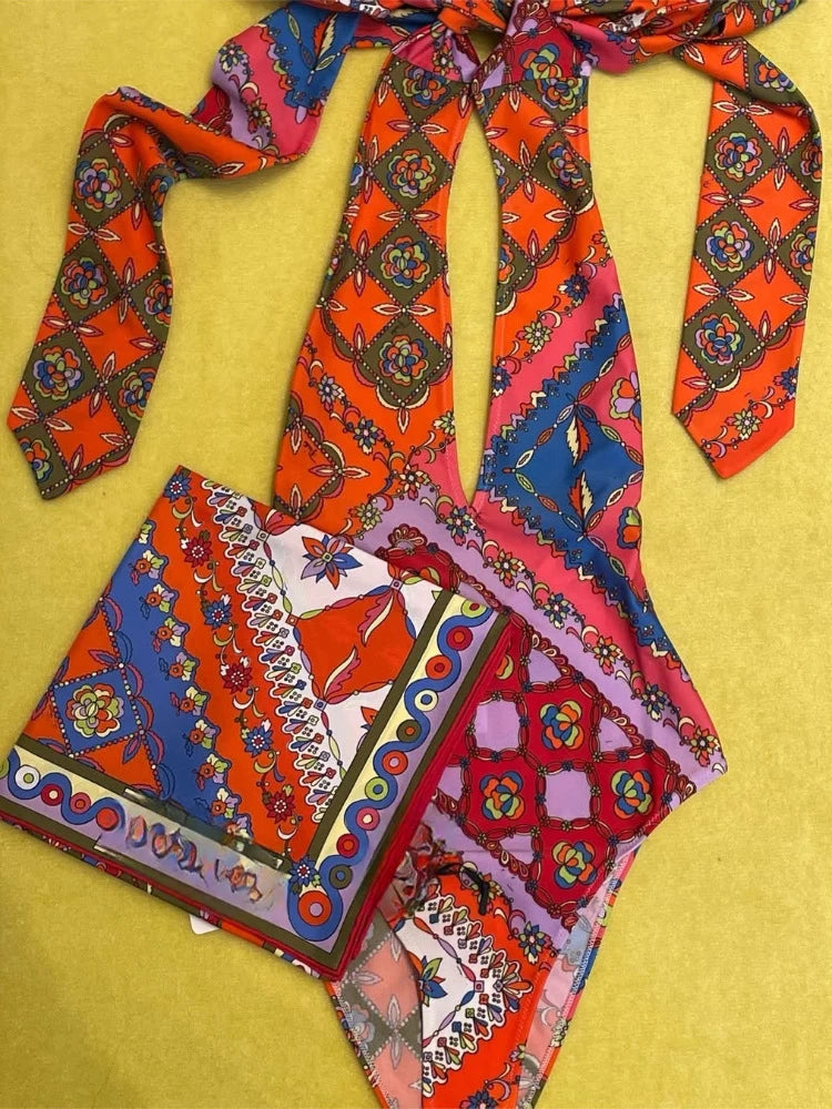 Classic Design Women's Red Bikini Sets Fashion Brand Lady Beachwear Headband Swimsuits Swimwear