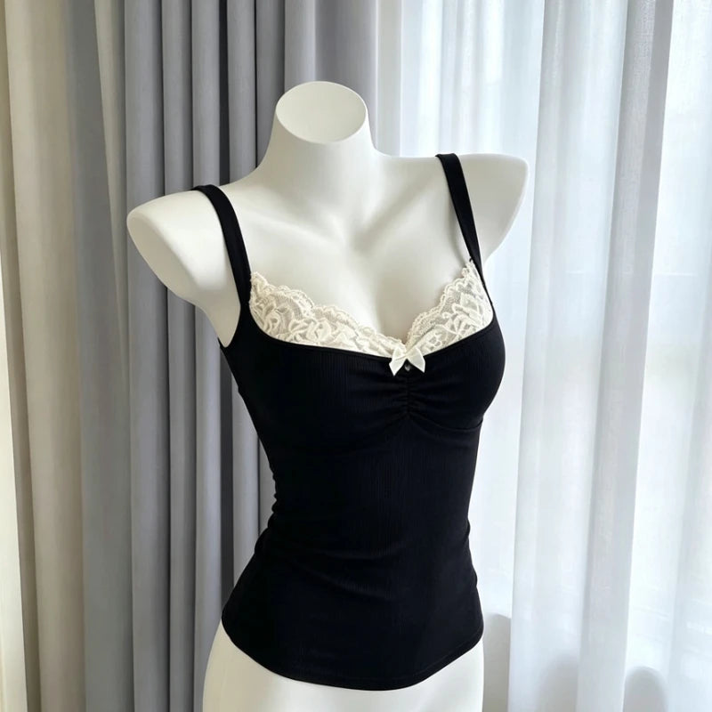 ITGIRLSOCIETY Y2K Leopard Lace Patchwork Cami Tank Top