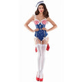 ITGIRLSOCIETY Sexy Navy Sailor Costume & Deep-V Sequined Jumpsuit