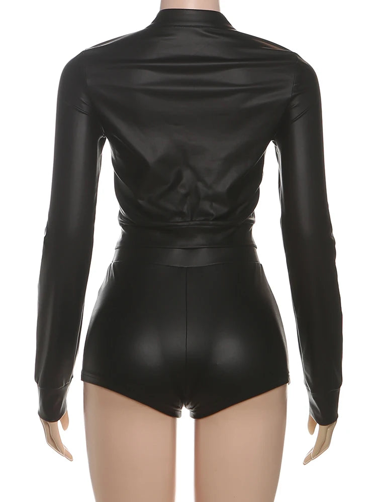 ITGIRLSOCIETY Streetwear Crop Jacket & Shorts Set