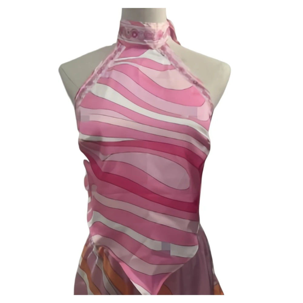 ITGIRLSOCIETY Halter Backless Top & Capri Pants Two Piece Set