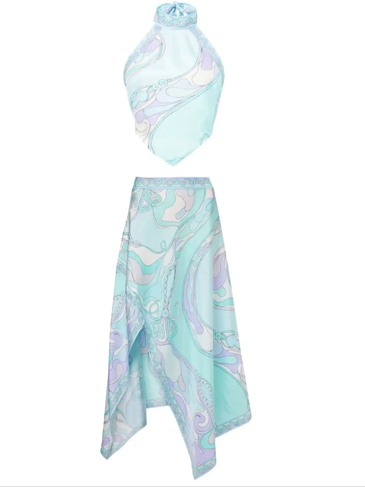 ITGIRLSOCIETY Halter Beach Bra & Long Skirt Set