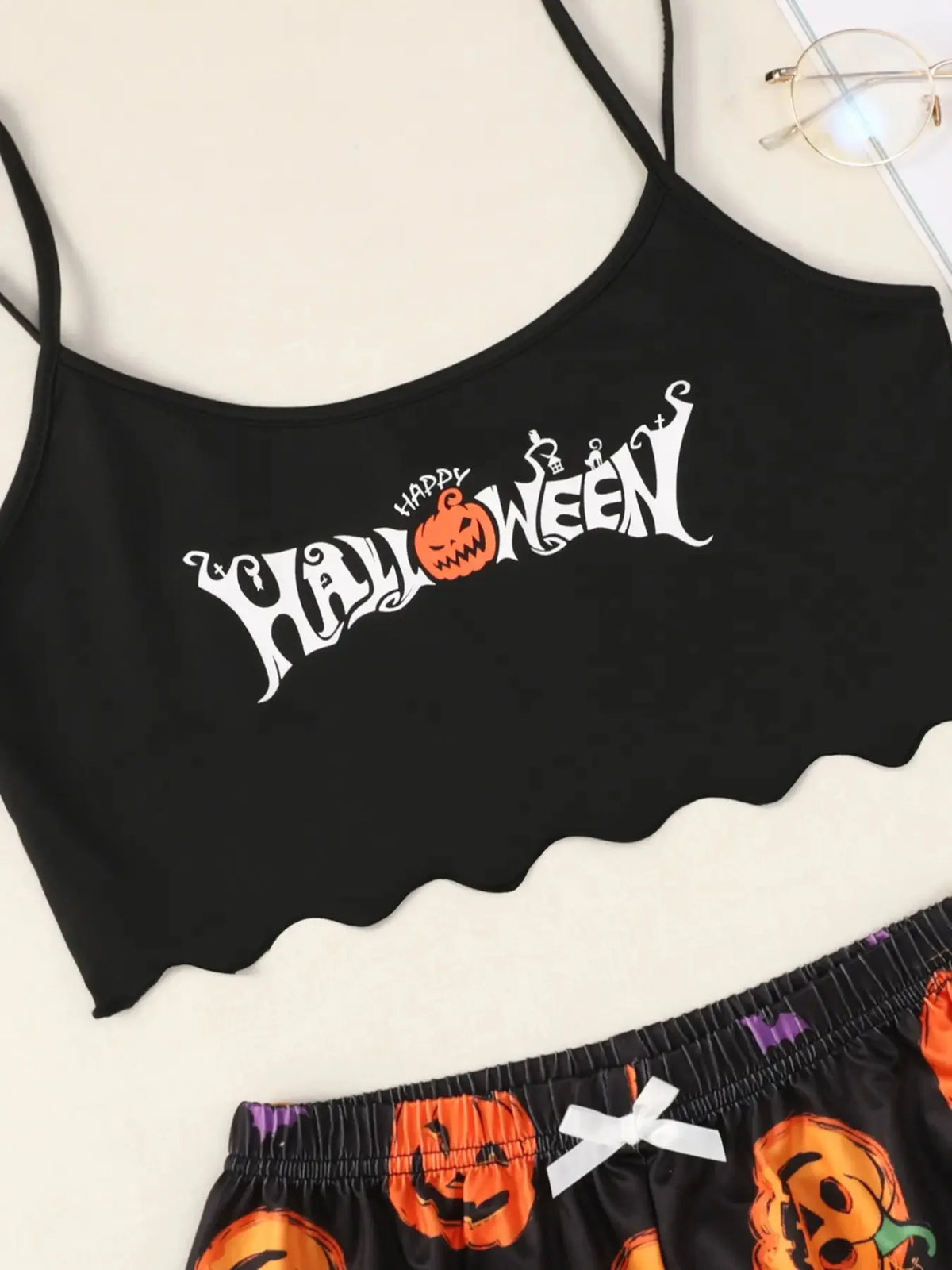 ITGIRLSOCIETY Halloween Pumpkin Print Pajama Set