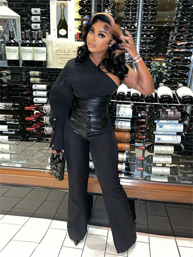 ITGIRLSOCIETY Black Bodycon Top & Pants Set