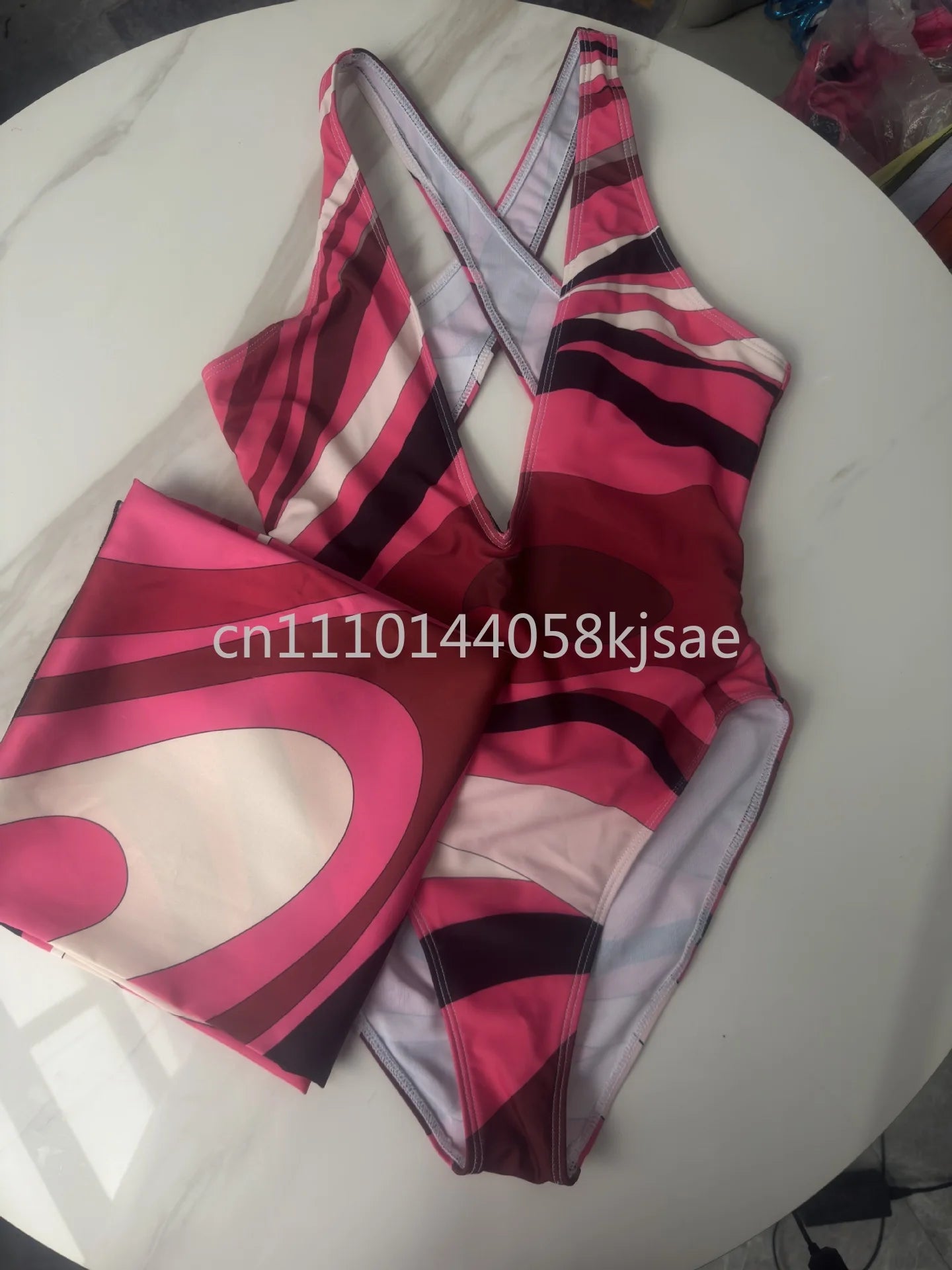 Luxury Design Women's Pink Scarf Swimsuits with Letter Signature Logo Classic Brand Headband Bikini Sets Beachwear