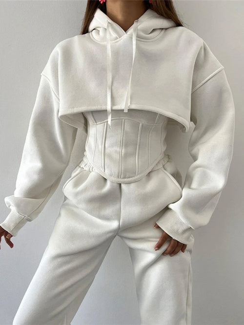 ITGIRLSOCIETY 3-Piece Hooded Cardigan Lounge Set