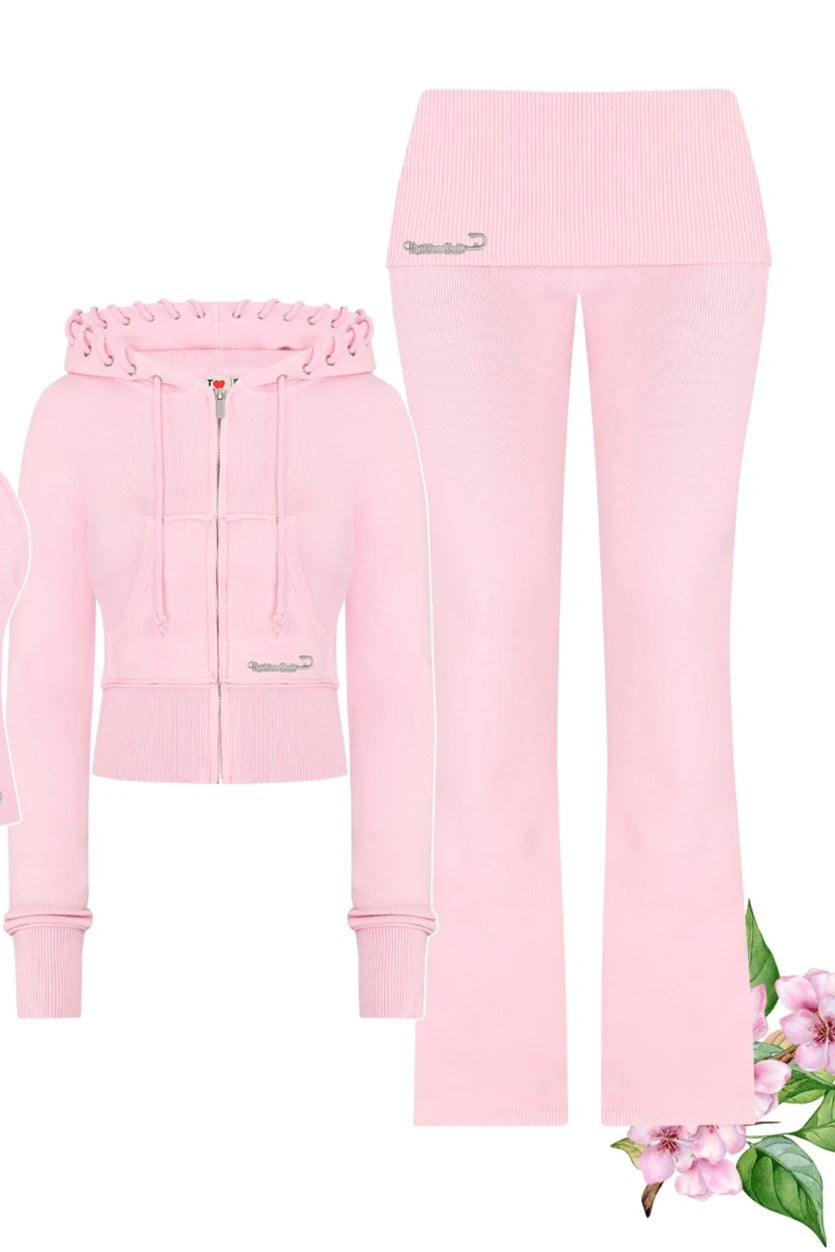 ITGIRLSOCIETY Y2K Slim Zip Hoodie & Sports Pants Tracksuit Set