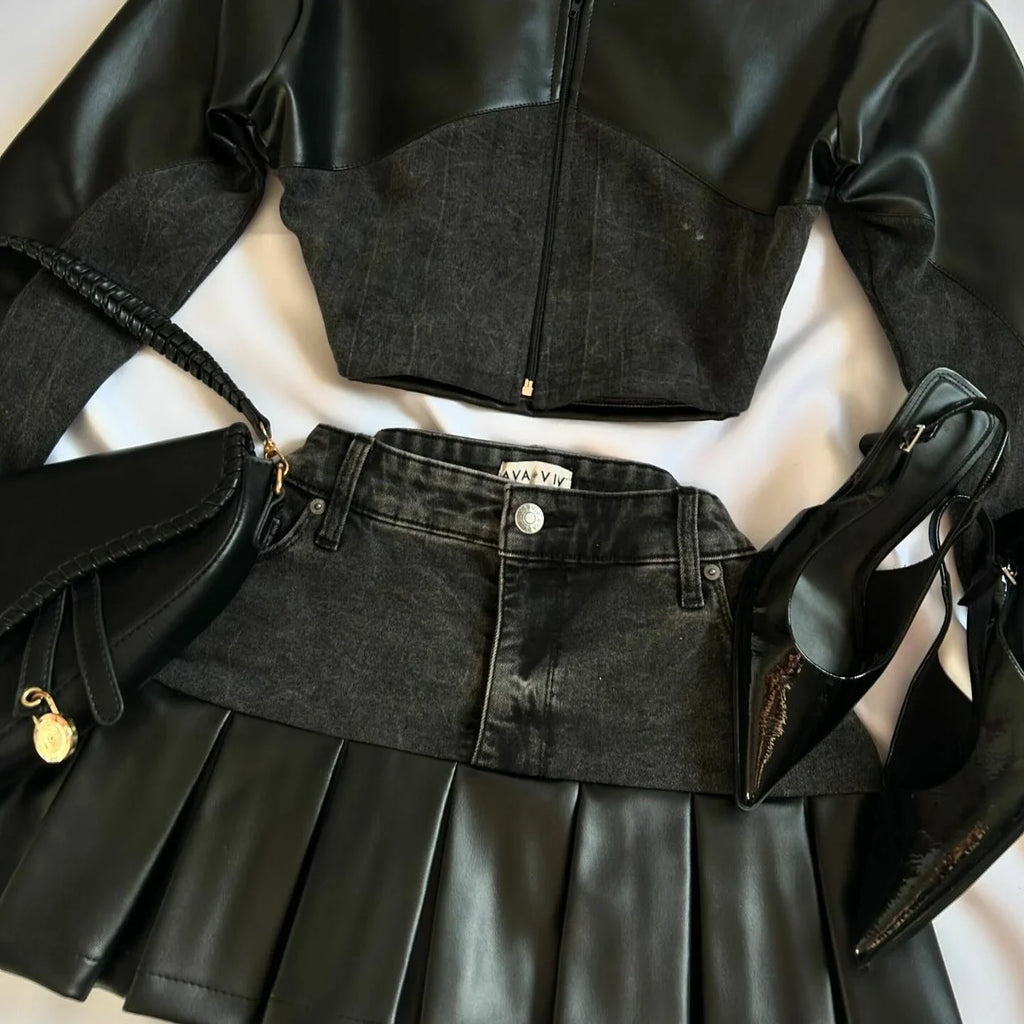 ITGIRLSOCIETY High Street Crop Top & Skirt Set