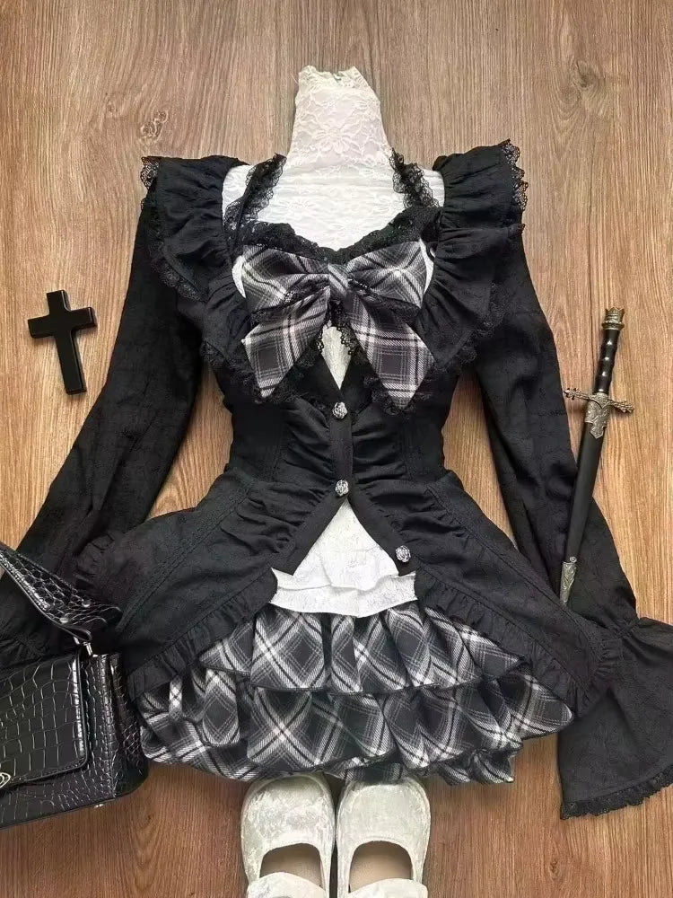 ITGIRLSOCIETY Pleated Mini Skirt 3-Piece Set