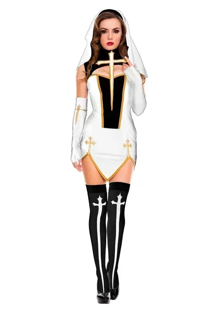 ITGIRLSOCIETY Sexy Nun Halloween Cosplay Costume Set