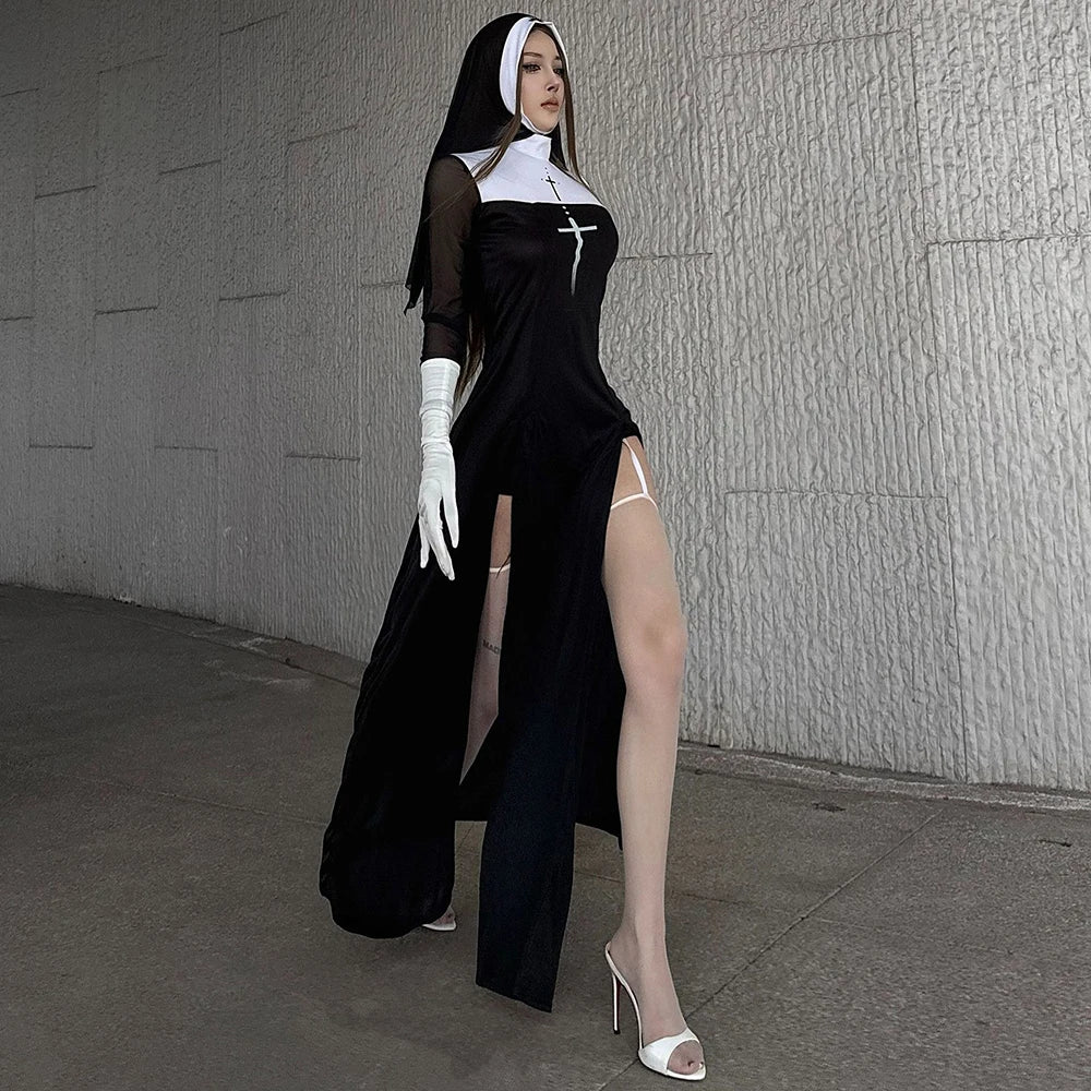 ITGIRLSOCIETY Cute Anime Nun Halloween Costume Set